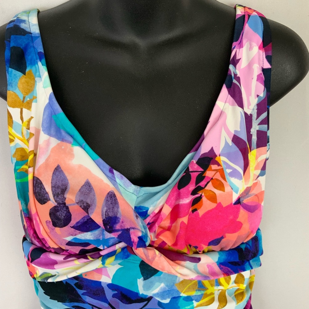 Maxine of‎ Hollywood Sz 14 XL Multicolor One Piece Tropical Floral Swimsuit - Picture 2 of 9